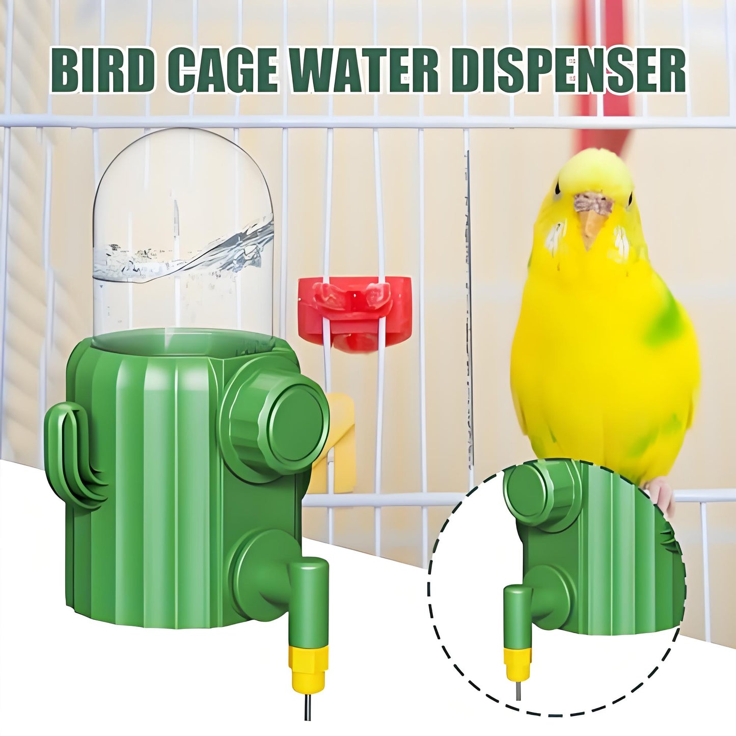 Rywell Bird Cage Water Dispenser - Birds Water Feeder, Bird Water Feeder | Parakeet Drinking Dispenser, Automatic Cactus Waterer Parrot Drinker, Birds Dispenser Supplies for Lovebirds Canary Budgies