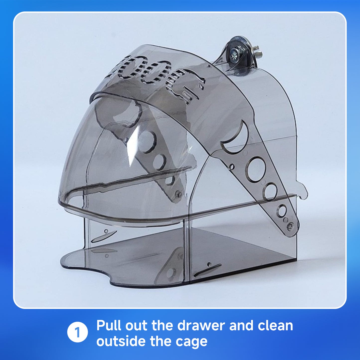 Rywell Bird Bath Cage, Cleaning Pet Supplies Cockatiel Bird Clear Bathtub with Bottom Drawer for Little Bird Parrots Spacious Parakeets Portable Shower for Most Birdcage