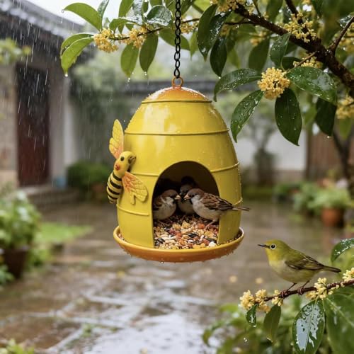 Rywell Outdoor Bird Feeder - Weatherproof Funny Food Holder,Outdoor Bird Feeders Garden Decor,for Attracting Finch Hummingbird Garden Patio Porch Balcony Terrace Landscape