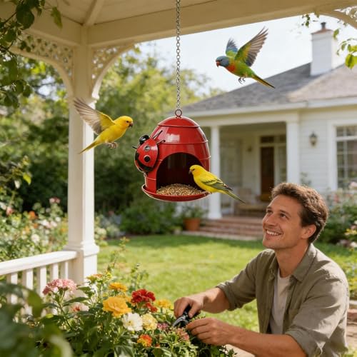Rywell Outdoor Bird Feeder - Weatherproof Funny Food Holder,Outdoor Bird Feeders Garden Decor,for Attracting Finch Hummingbird Garden Patio Porch Balcony Terrace Landscape