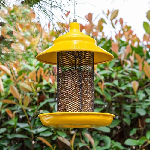 Rywell Bird Feeder for Finches, Tubular Mesh Garden Feeder with Tray, Wild Bird Feeders - for Garden, Yard, Patio, Balcony, Tree, Fence