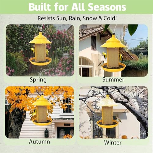 Rywell Bird Feeder for Finches, Tubular Mesh Garden Feeder with Tray, Wild Bird Feeders - for Garden, Yard, Patio, Balcony, Tree, Fence