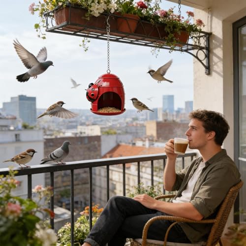 Rywell Outdoor Bird Feeder - Weatherproof Funny Food Holder,Outdoor Bird Feeders Garden Decor,for Attracting Finch Hummingbird Garden Patio Porch Balcony Terrace Landscape