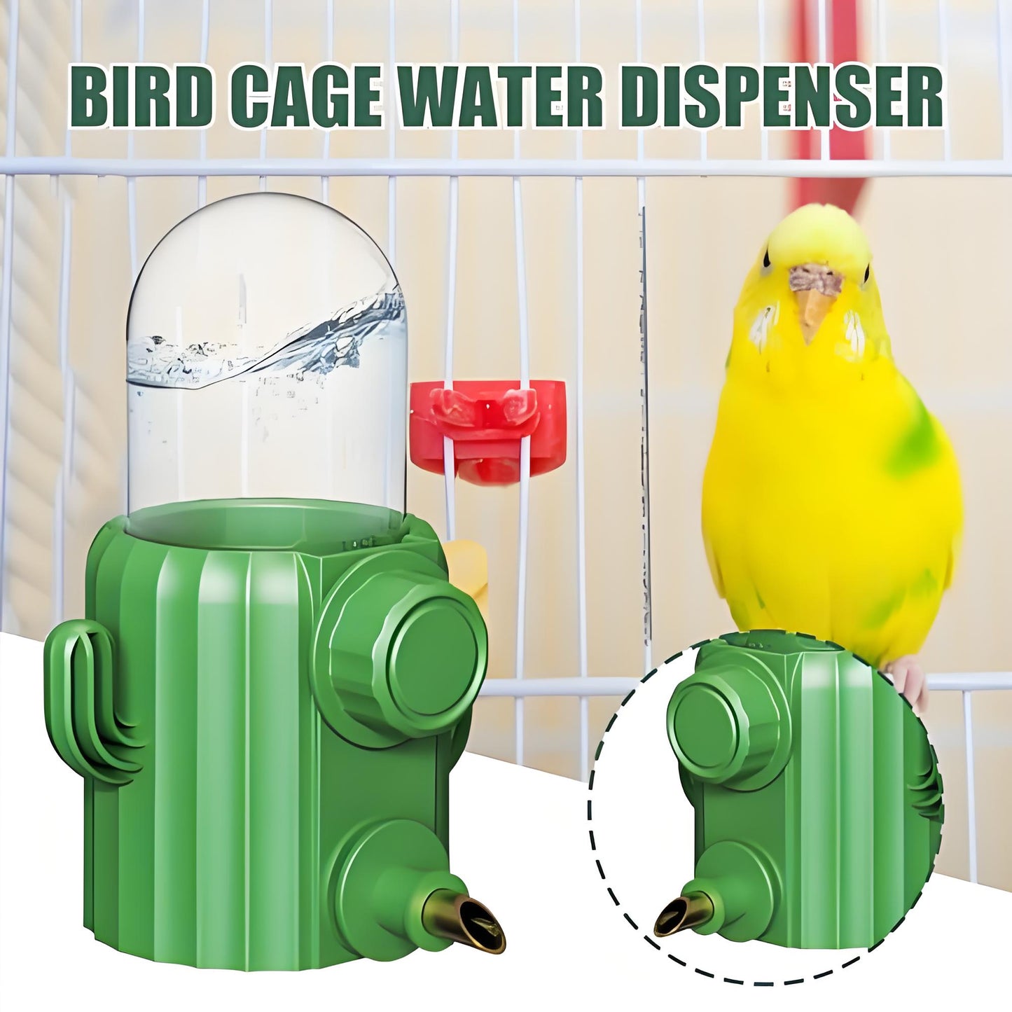 Rywell Bird Cage Water Dispenser - Birds Water Feeder, Bird Water Feeder | Parakeet Drinking Dispenser, Automatic Cactus Waterer Parrot Drinker, Birds Dispenser Supplies for Lovebirds Canary Budgies
