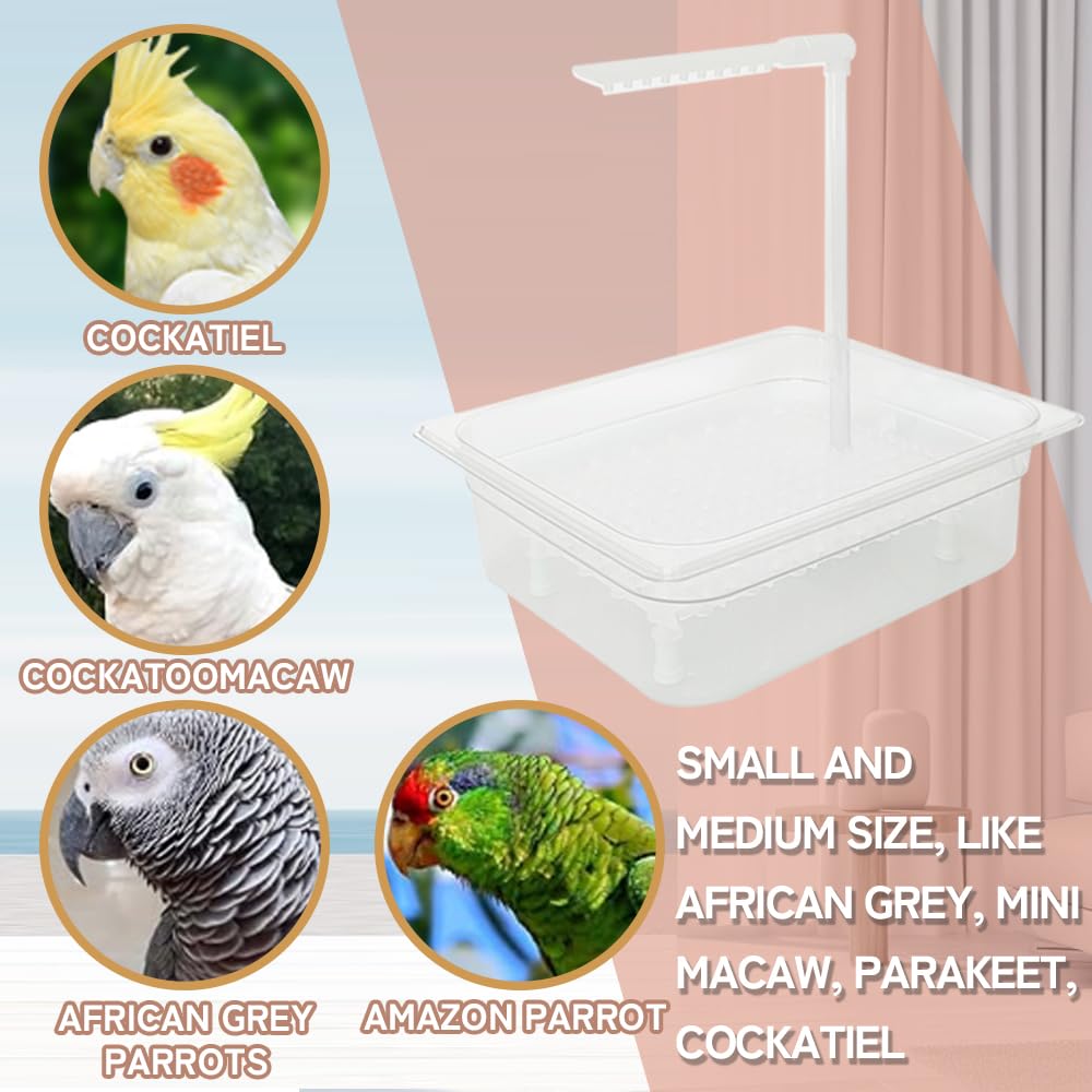 Rywell Parrot Bathtub Bird Automatic Bath Shower with 180 ° Circulating Faucet Contains USB and Power Plug for Medium Birds African Grey Amazon Conure Parakeet Cockatiel Lovebird