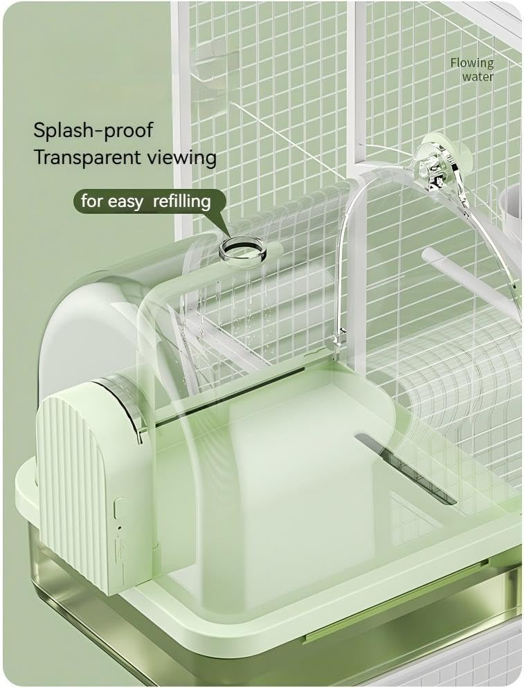 Rywell Hanging Bird Bath Box with Anti-Slip Base, Shower Bathing Pool for Parrots, Cockatiels, Lovebirds, Detachable Design