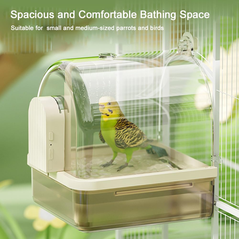 Rywell Hanging Bird Bath Box with Anti-Slip Base, Shower Bathing Pool for Parrots, Cockatiels, Lovebirds, Detachable Design