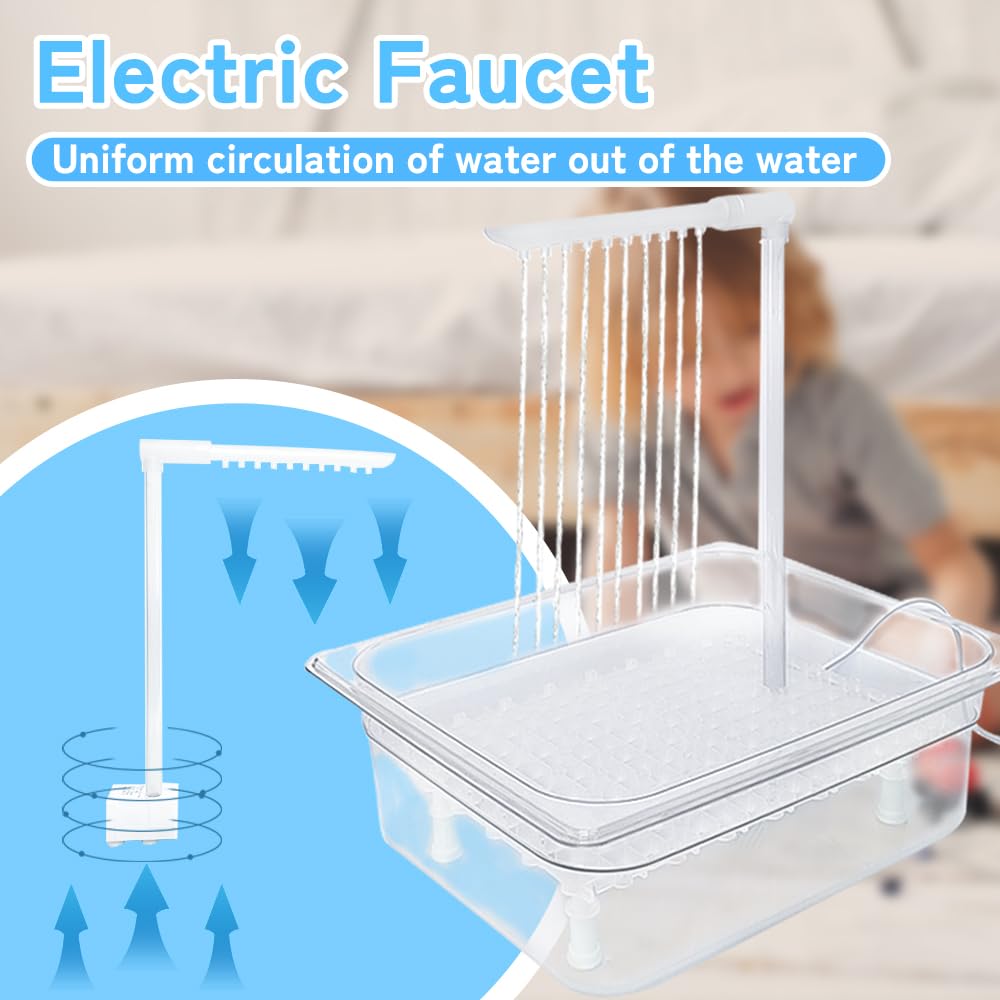 Rywell Parrot Bathtub Bird Automatic Bath Shower with 180 ° Circulating Faucet Contains USB and Power Plug for Medium Birds African Grey Amazon Conure Parakeet Cockatiel Lovebird