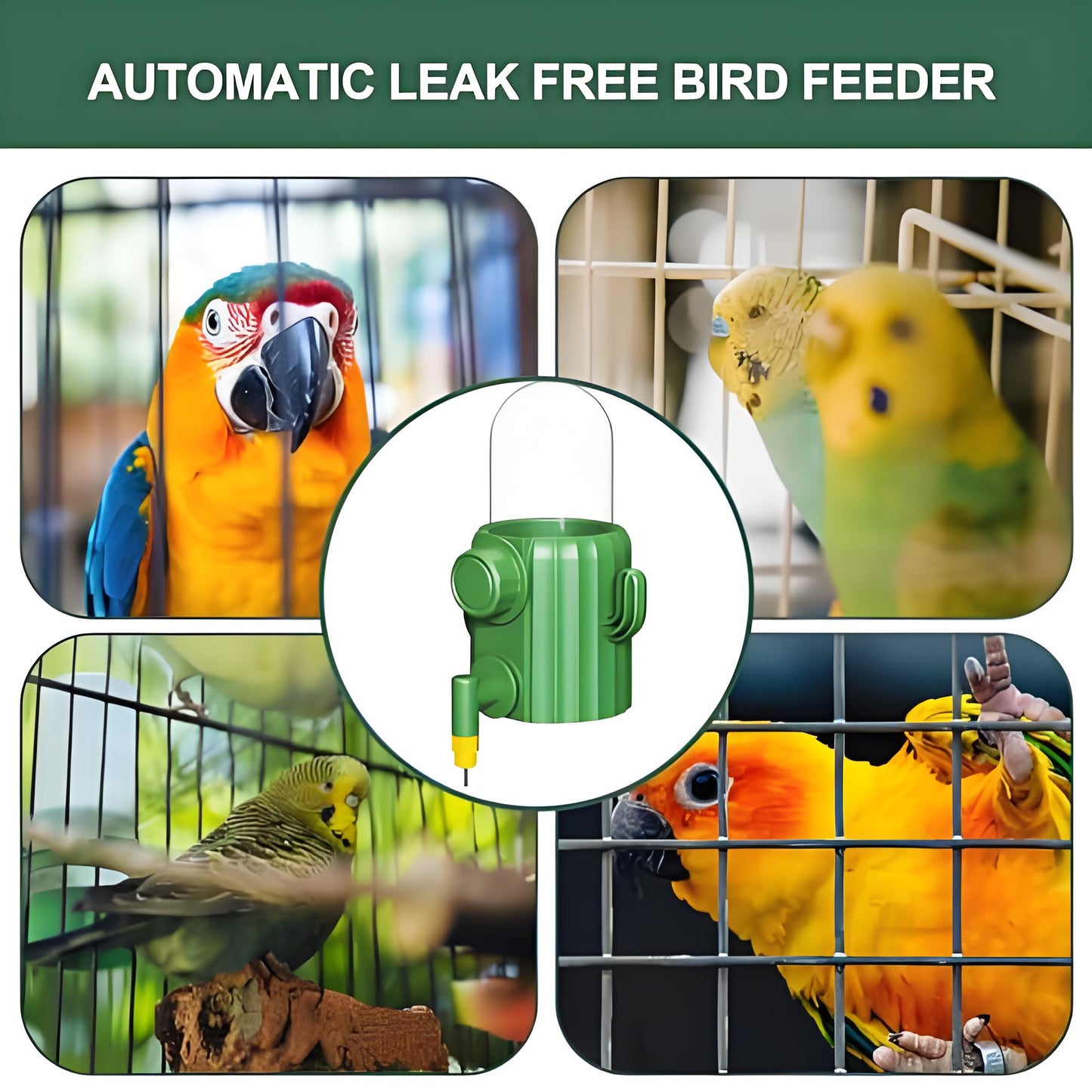 Rywell Bird Cage Water Dispenser - Birds Water Feeder, Bird Water Feeder | Parakeet Drinking Dispenser, Automatic Cactus Waterer Parrot Drinker, Birds Dispenser Supplies for Lovebirds Canary Budgies