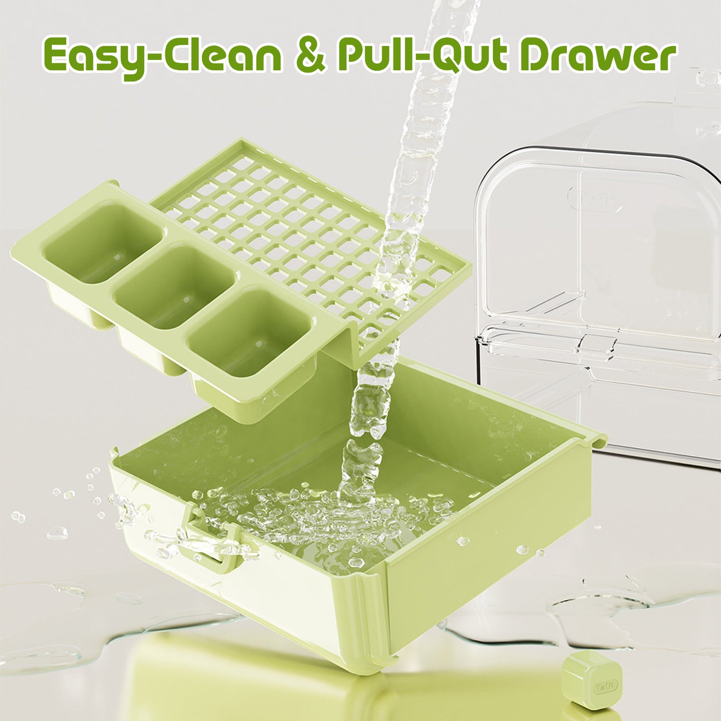 Rywell Hanging Bird Bath for Cage with Bowls & Mesh Bottom - 3-in-1 Multifunction Bird Bath/Bowl/House, Bird Shower for Lovebirds, Finches, Parakeets, Budgies, and Other Small to Medium Birds - Green