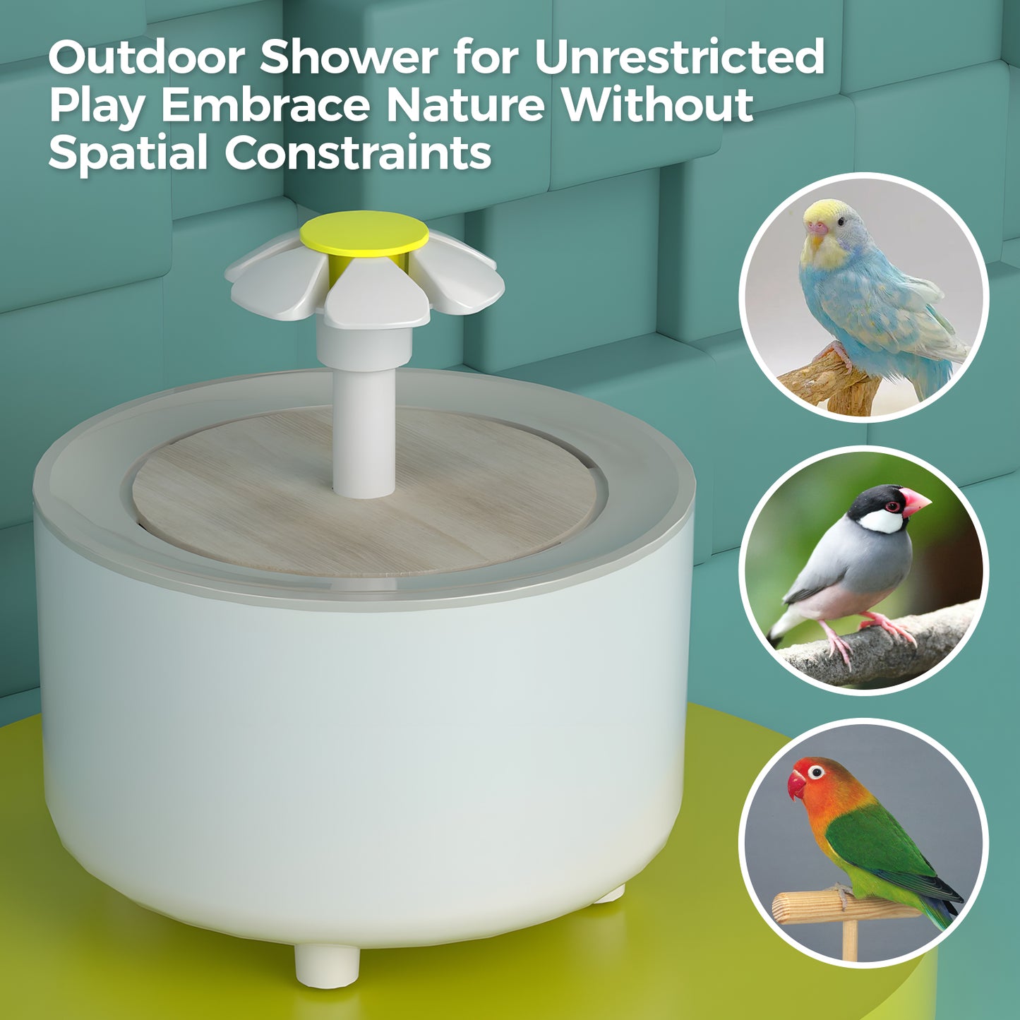 Rywell USB Charging Automatic Bird Bath Fountain with Circulating Water for Parakeets, Parrots & Small Birds