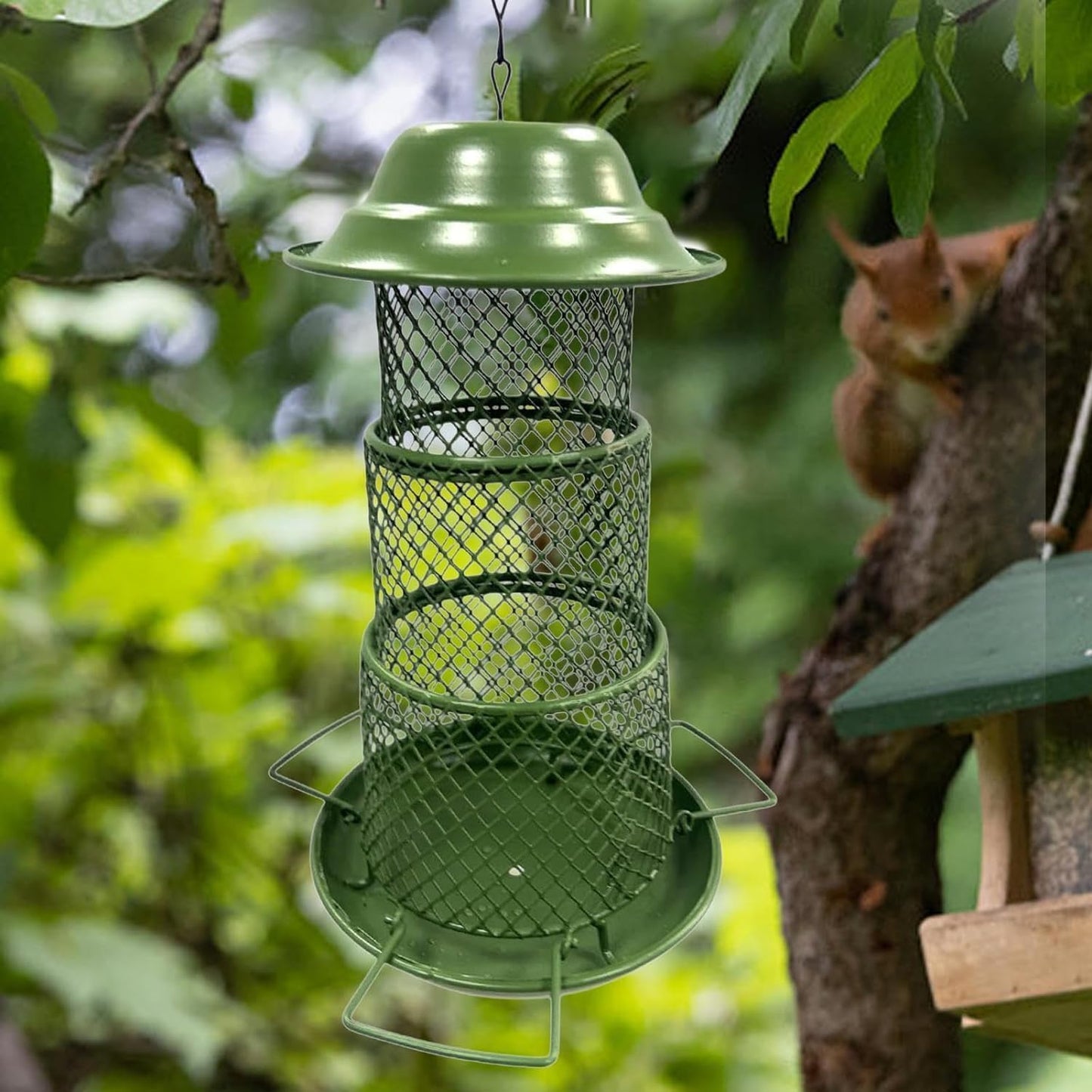 Rywell Bird Feeders for Outdoors Hanging, Waterproof Rooftop Bird Feeder with a Latch Feature, Squirrel Proof Wild Bird Seed for Outside Feeders and Garden Decoration Yard for Bird Watchers (3 Tier)