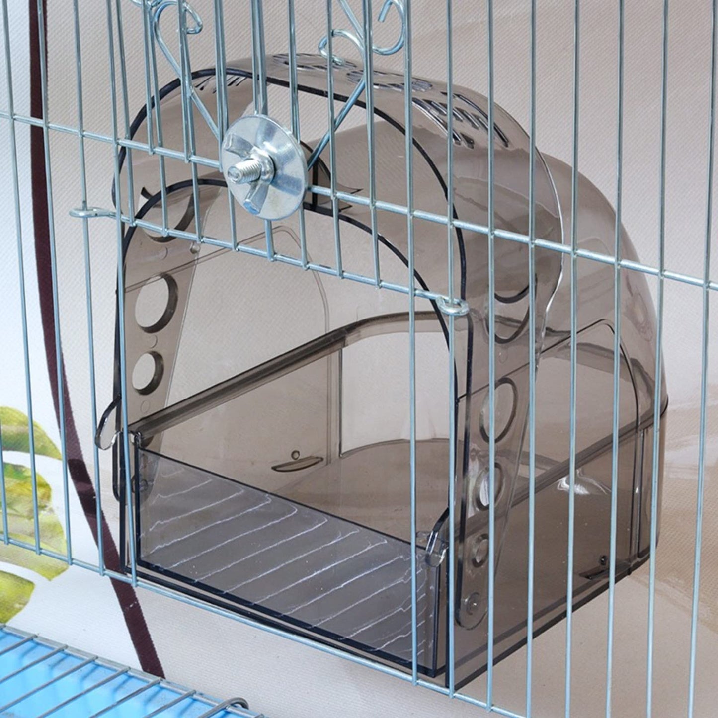 Rywell Bird Bath Cage, Cleaning Pet Supplies Cockatiel Bird Clear Bathtub with Bottom Drawer for Little Bird Parrots Spacious Parakeets Portable Shower for Most Birdcage