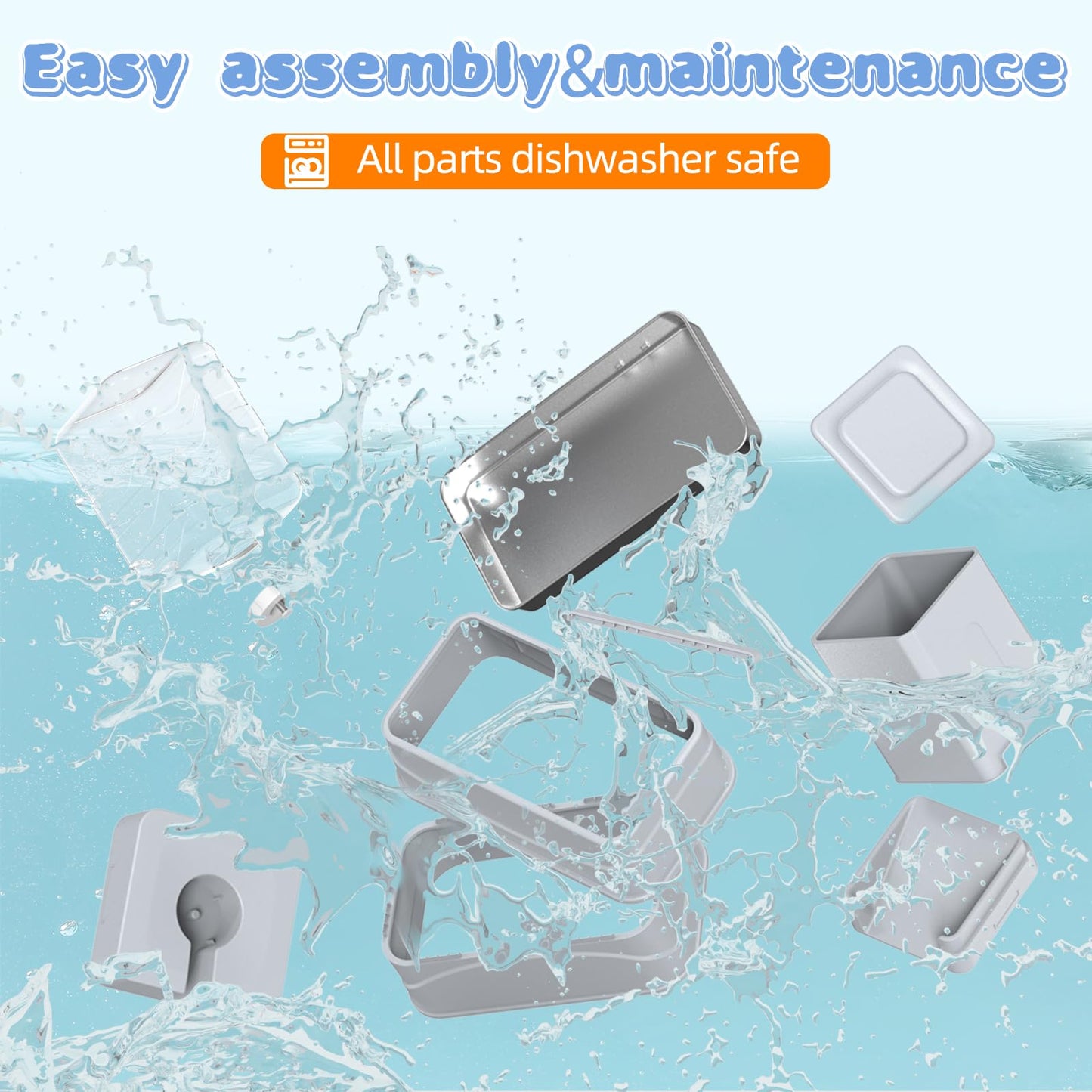 Rywell 4L Gravity Pet Feeder and Water Dispenser Set, Automatic with Stainless Steel Bowls, 3 Height Adjustable for Dogs and Cats