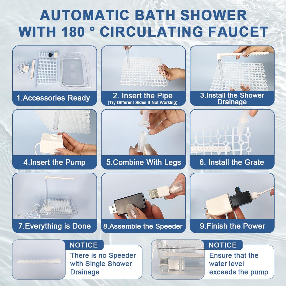 Rywell Parrot Bathtub Bird Automatic Bath Shower with 180 ° Circulating Faucet Contains USB and Power Plug for Medium Birds African Grey Amazon Conure Parakeet Cockatiel Lovebird