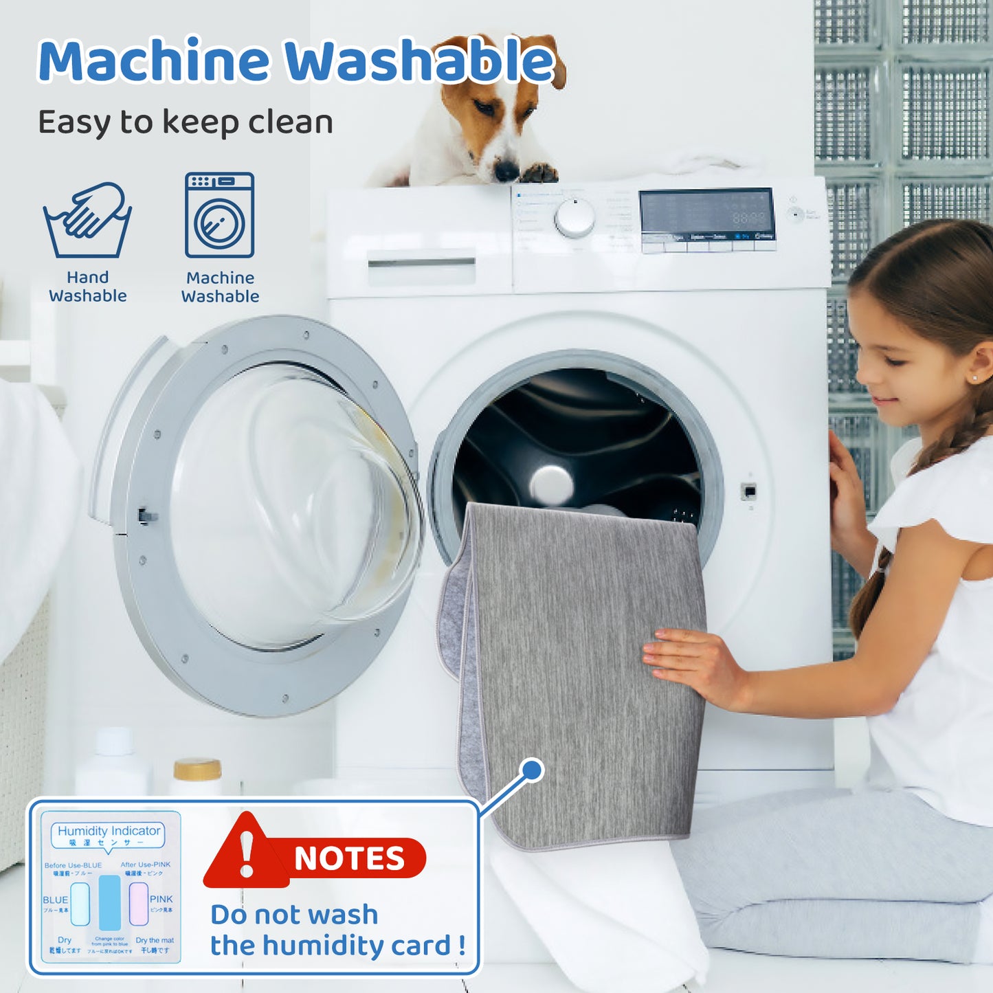 Rywell Pet Reusable Bed Pad Summer Cooling Dogs Mat with Humidity indicator card, Super Absorption Non-toxic Traning Mats Machine Washable & Portable, Indoors & Outdoors - S Grey