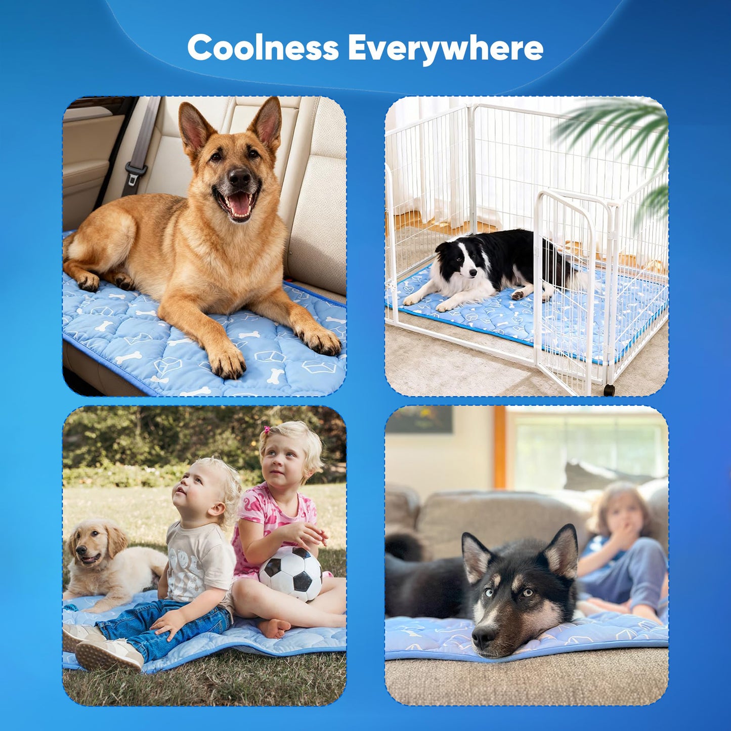 Rywell Dog Cooling Mat 2.0 for Dogs – Thick Self-Cooling Pet Pad with Arc-Chill Q-Max>0.5, Waterproof, Washable, Durable Non-Toxic Cooling Bed for Summer