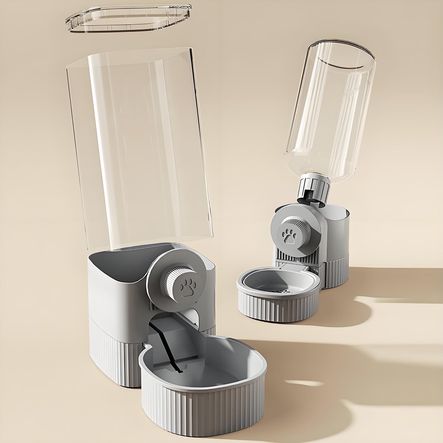 Rywell Hanging Automatic Food Water Dispenser,Rabbit Feeder Guinea Pig Water Bottle Food Feeder for Ferret Guinea Pig Rabbit Bunny Cage Accessories (Grey, 520ml+1200ml)