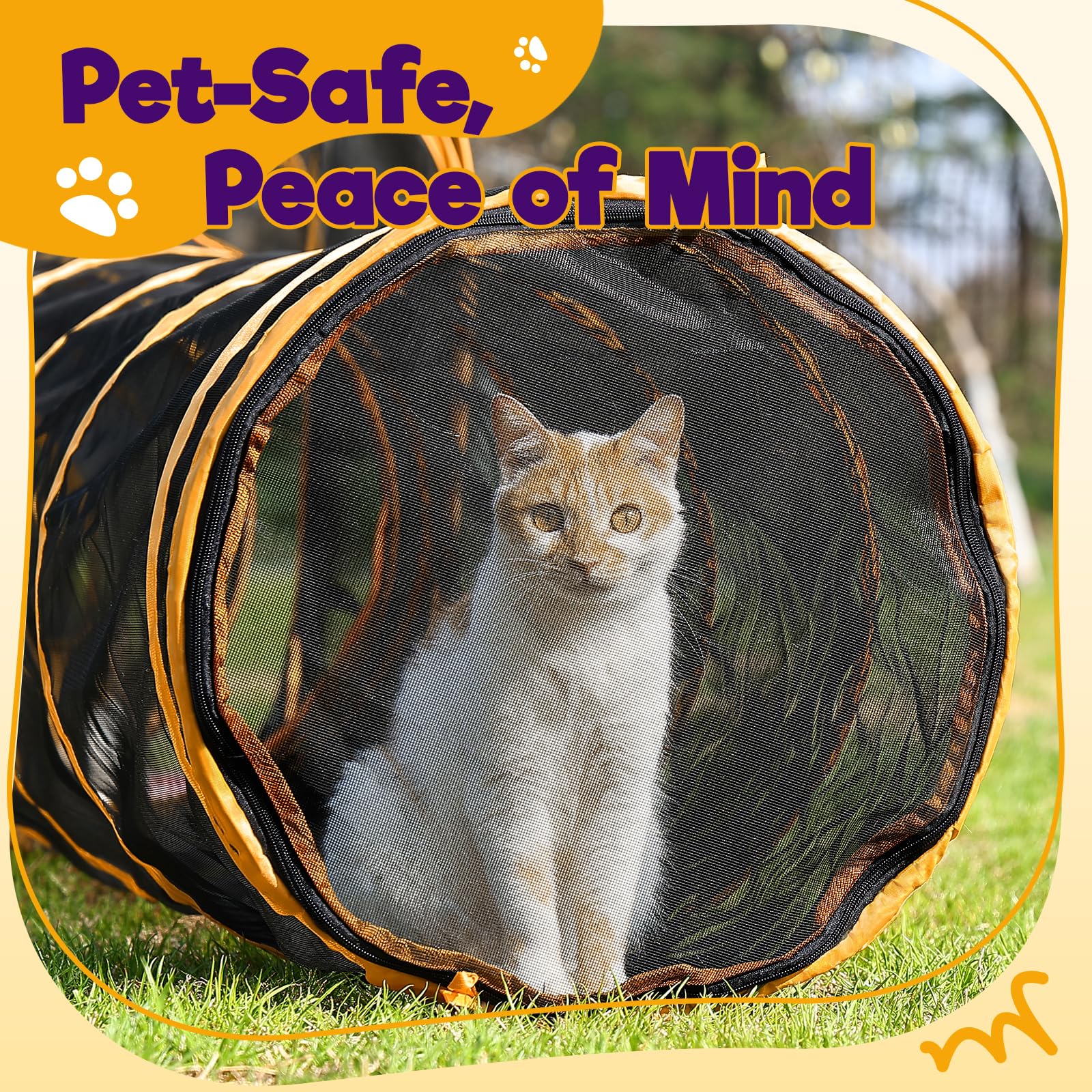 Rywell Portable Outdoor Cat Enclosure – 10FT Tunnel & Cube Catio, Safe Playpen for Multiple Cats, Easy Setup