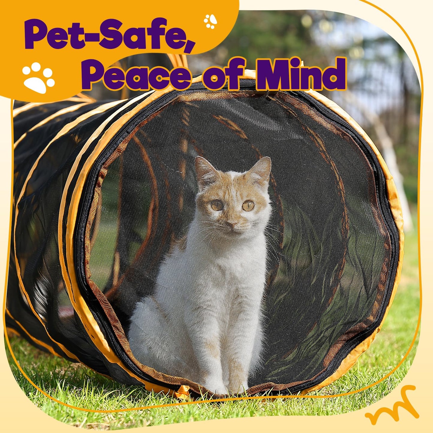 Rywell Portable Outdoor Cat Enclosure – 10FT Tunnel & Cube Catio, Safe Playpen for Multiple Cats, Easy Setup
