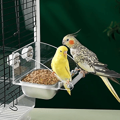 Rywell Acrylic No-Mess Bird Feeder with Perch – Automatic Seed Catcher for Parrots & Parakeets
