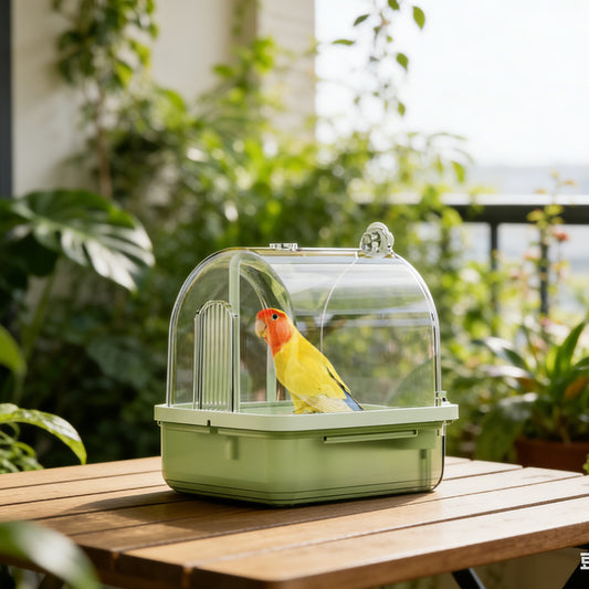 Rywell Hanging Bird Bath Box with Anti-Slip Base, Shower Bathing Pool for Parrots, Cockatiels, Lovebirds, Detachable Design