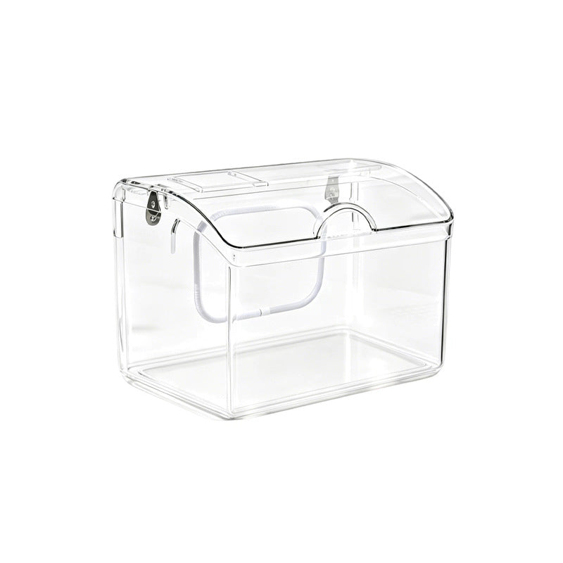 Rywell Transparent Acrylic Bird Cage – Portable Bird Travel Carrier with Handle, 2-in-1 Hanging Bird Bath & External No-Mess Feeder for Parrots, Budgies, Cockatiels, Lovebirds, Conures, Finches & Canaries