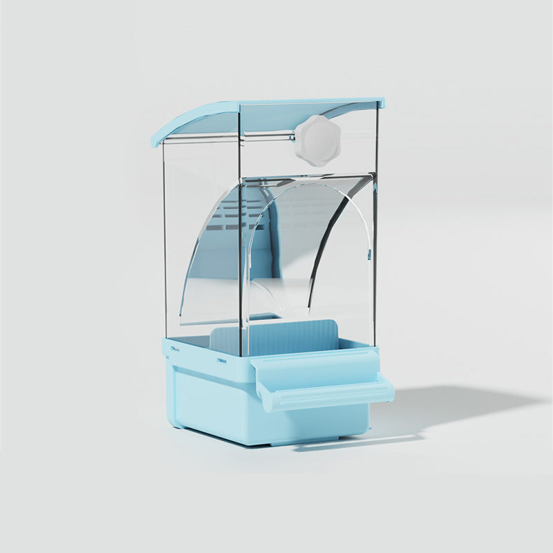 Rywell Automatic No Mess Bird Feeder with Perch – Acrylic Bird Cage Seed Food Container for Parakeets, Budgies, Finches, Lovebirds & Canaries
