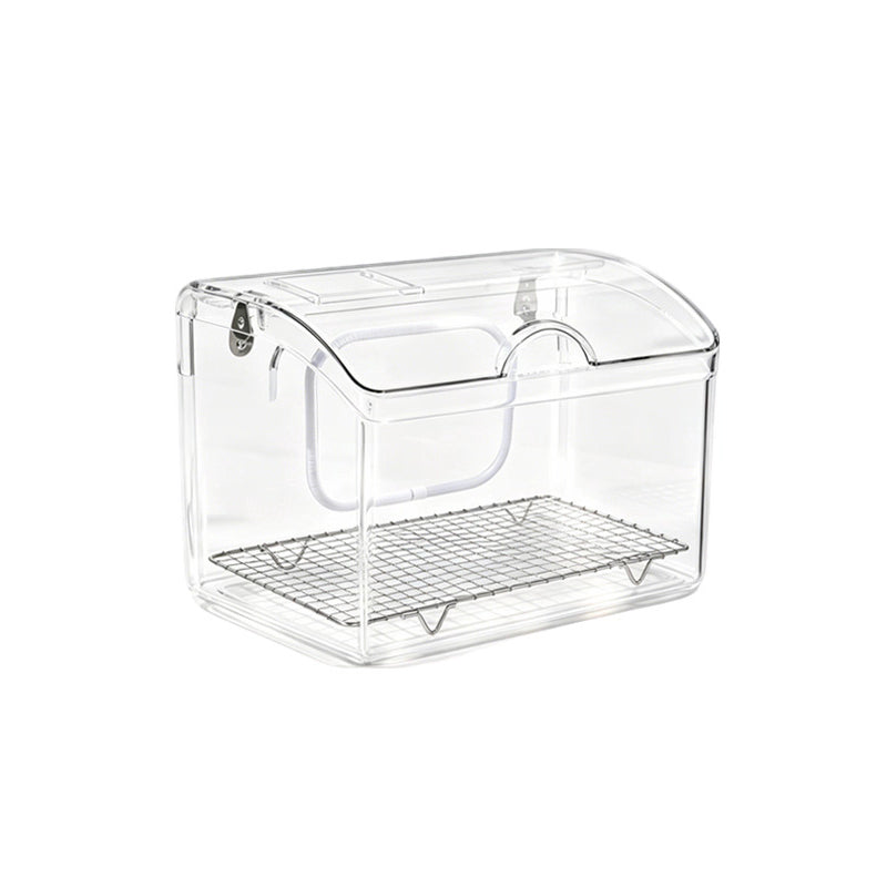 Rywell Transparent Acrylic Bird Cage – Portable Bird Travel Carrier with Handle, 2-in-1 Hanging Bird Bath & External No-Mess Feeder for Parrots, Budgies, Cockatiels, Lovebirds, Conures, Finches & Canaries