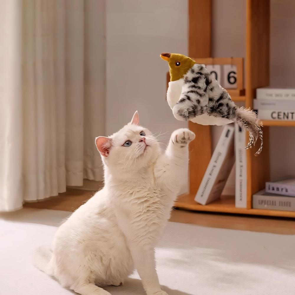 Rywell Interactive Electric Cat Toy – Realistic Flapping Bird with Sound, Hunting Training & Self-Play Teaser Wand for Cats
