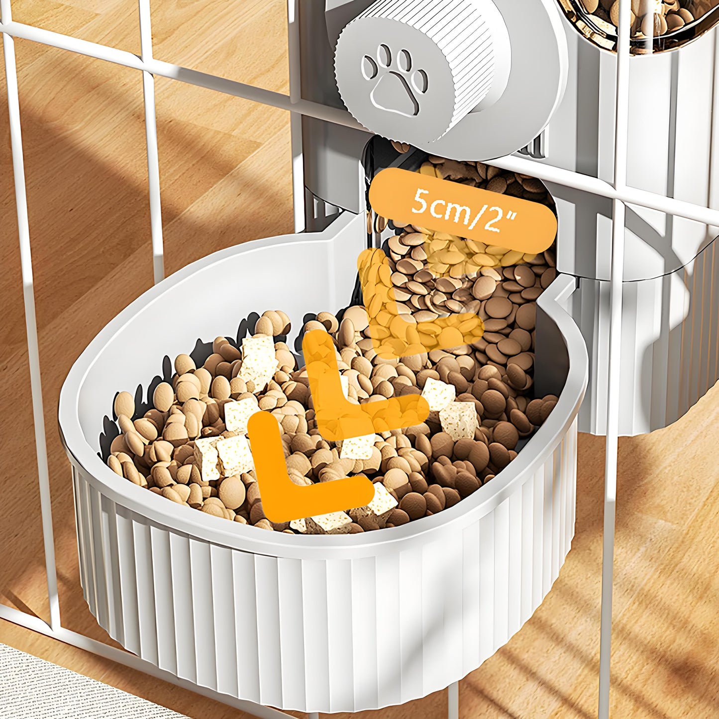 Rywell Hanging Automatic Food Water Dispenser,Rabbit Feeder Guinea Pig Water Bottle Food Feeder for Ferret Guinea Pig Rabbit Bunny Cage Accessories (Grey, 520ml+1200ml)