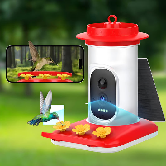 Rywell Smart Solar Hummingbird Feeder with 5MP Camera & AI Bird Detection