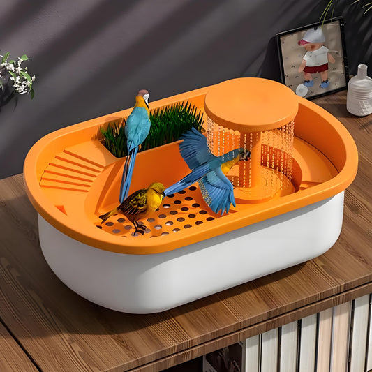 Rywell Pet Parrot Bathtub Automatic Circulation Little Bird Bathing Artifact