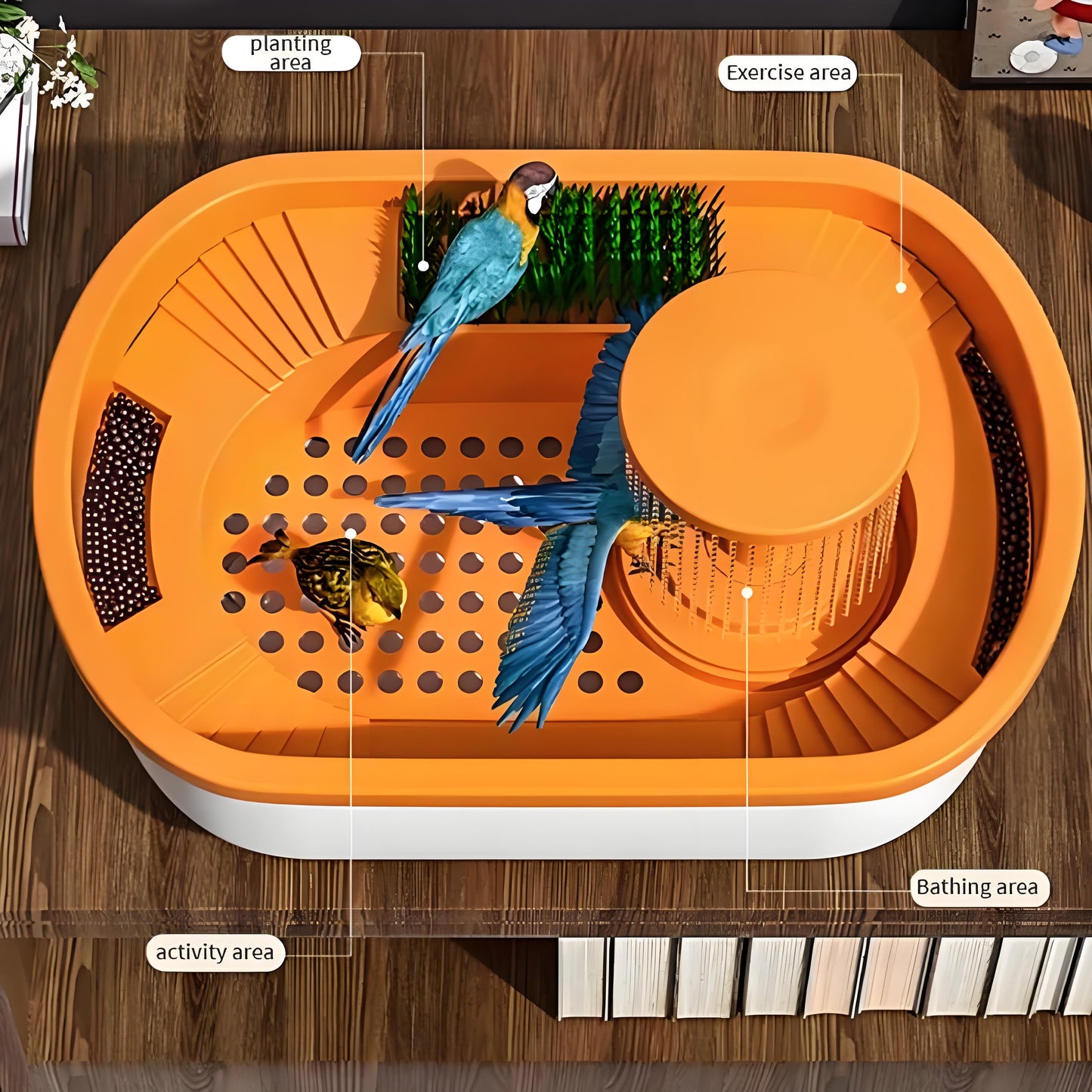 Rywell Pet Parrot Bathtub Automatic Circulation Little Bird Bathing Artifact