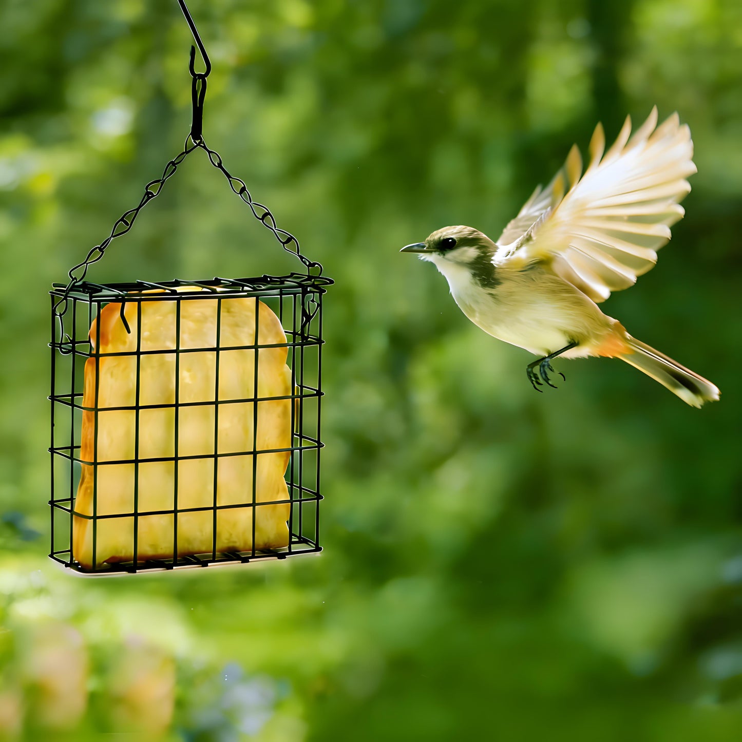 Rywell Hanging Suet Bird Feeder for Outdoors – Metal Suet Cage Feeder for Wild Birds, Single Suet Cake Capacity, Backyard Garden Bird Feeder