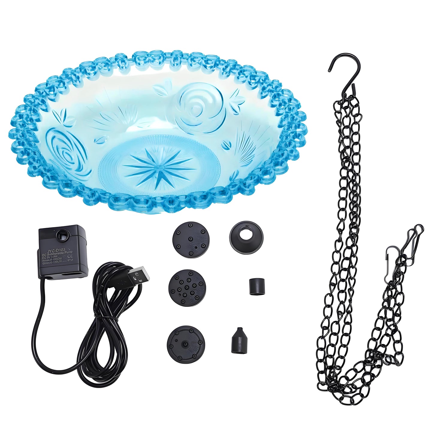 Rywell Solar Hummingbird Bath Fountain – Hanging Hummingbird Feeder & Bird Bath with Floating Solar Fountain for Outdoor Garden Decor