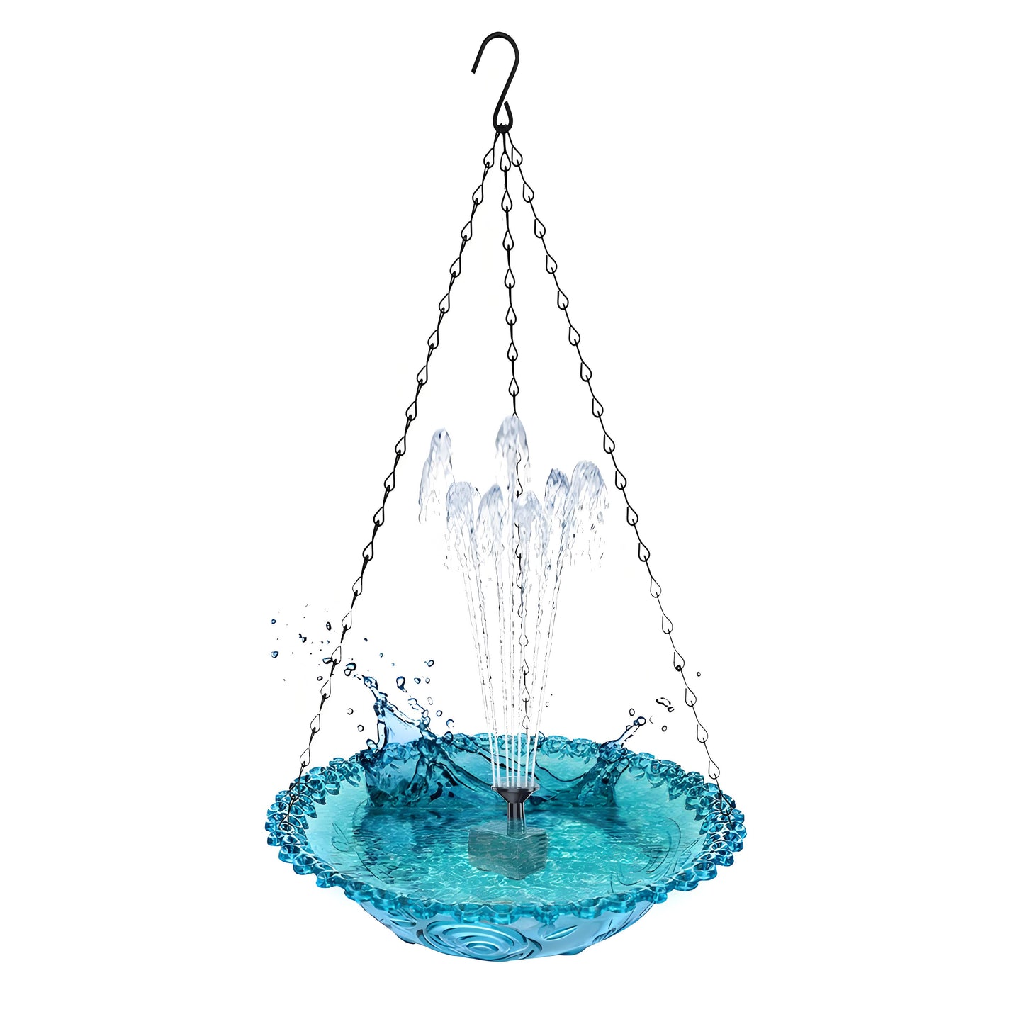 Rywell Solar Hummingbird Bath Fountain – Hanging Hummingbird Feeder & Bird Bath with Floating Solar Fountain for Outdoor Garden Decor