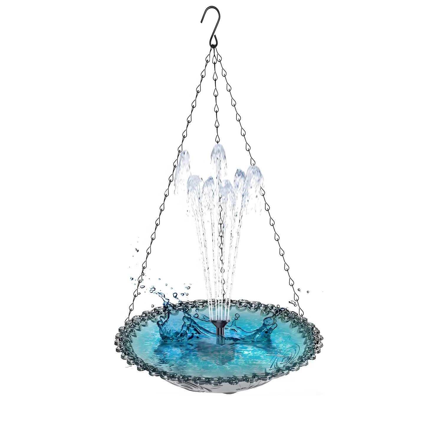 Rywell Solar Hummingbird Bath Fountain – Hanging Hummingbird Feeder & Bird Bath with Floating Solar Fountain for Outdoor Garden Decor