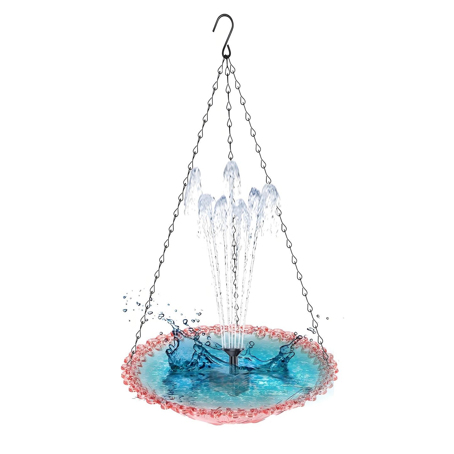 Rywell Solar Hummingbird Bath Fountain – Hanging Hummingbird Feeder & Bird Bath with Floating Solar Fountain for Outdoor Garden Decor