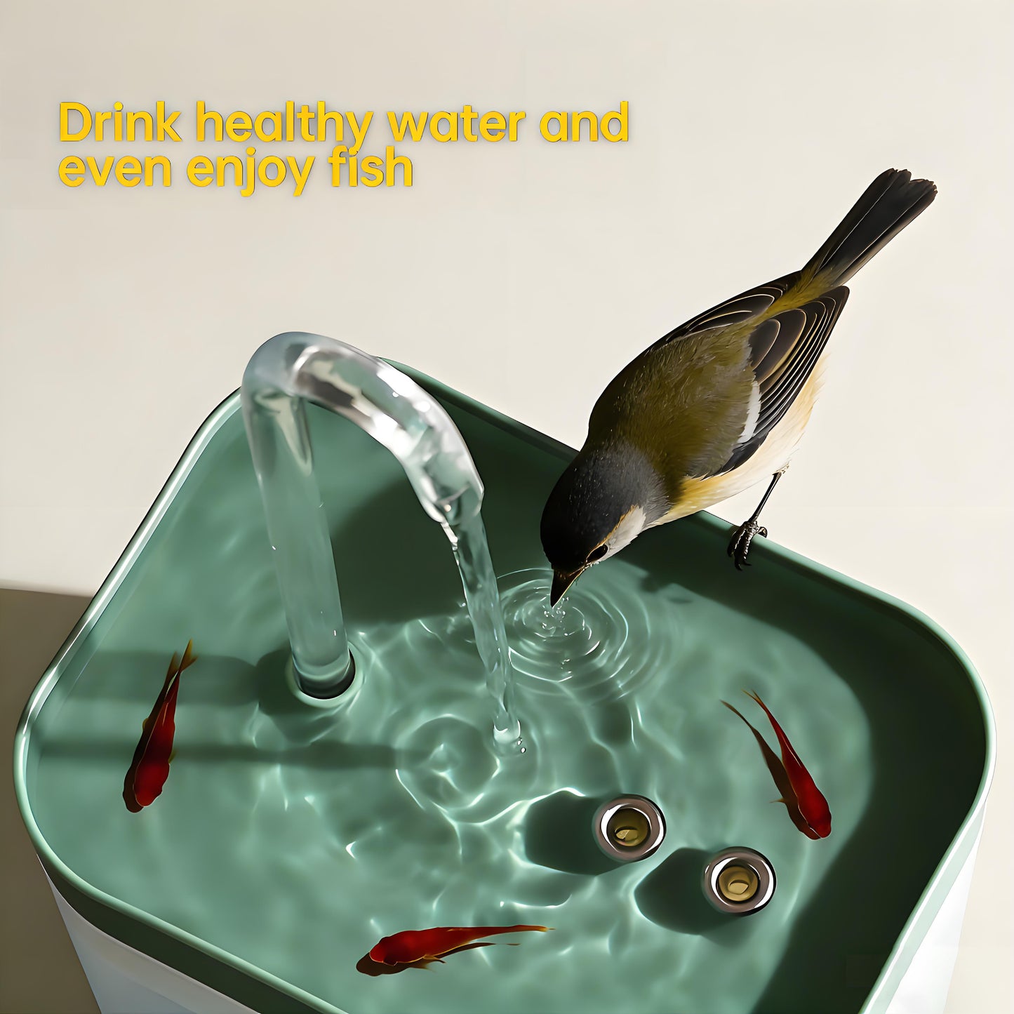 Rywell 1.5L Automatic Bird Bath Fountain with Filter, Electric Mute Water Dispenser for Birds & Pets, Outdoor Garden Bird Water Feeder