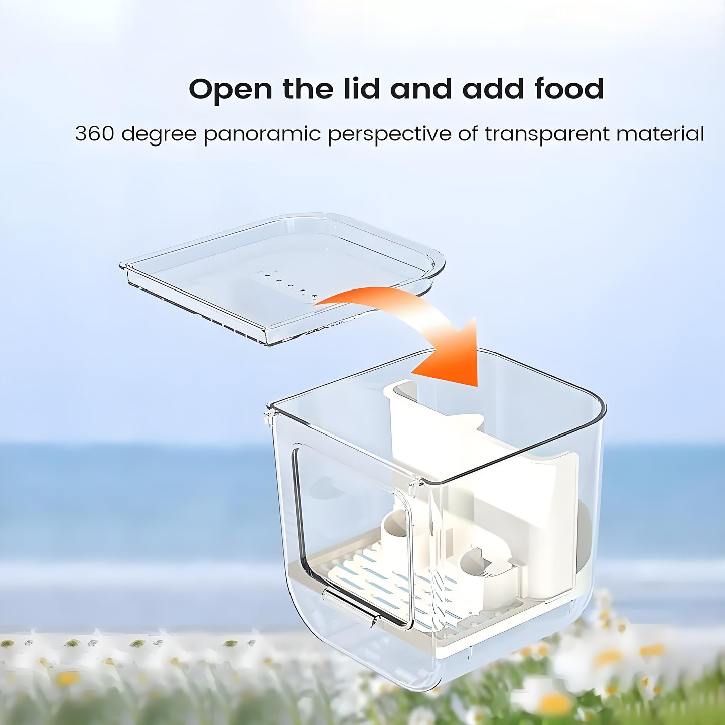 Rywell Automatic Bird Feeder for Cage, Transparent No-Mess Hanging Food Dispenser for Cockatiel, Parakeet, Finch & Small Birds