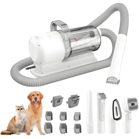 Rywell Pet Grooming Vacuum Kit for Dogs & Cats – Hair Clipper, Shedding Brush & Low Noise Pet Hair Remover