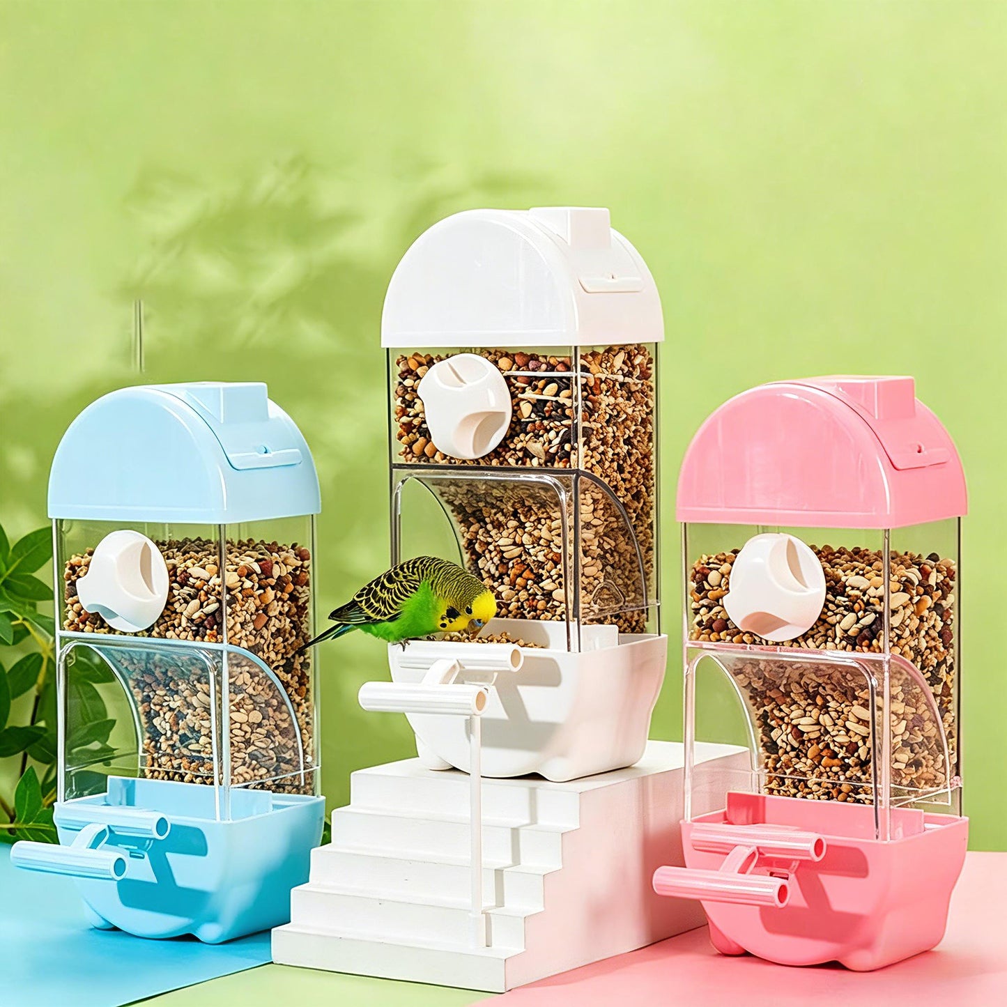 Rywell Smart Automatic Bird Feeder with Clear Large Capacity, Anti-Spill Design for Parakeets – Food & Water Dispenser