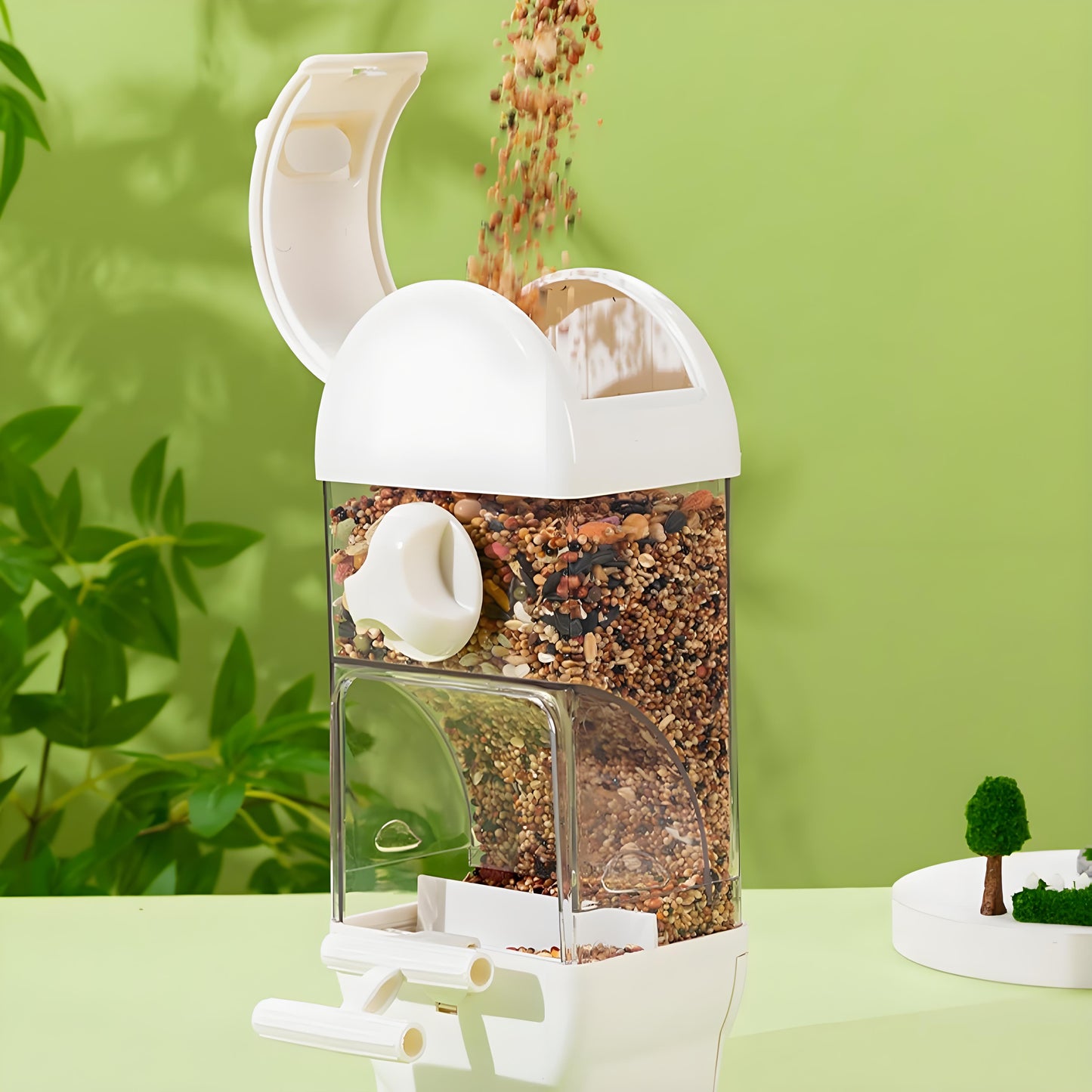 Rywell Smart Automatic Bird Feeder with Clear Large Capacity, Anti-Spill Design for Parakeets – Food & Water Dispenser