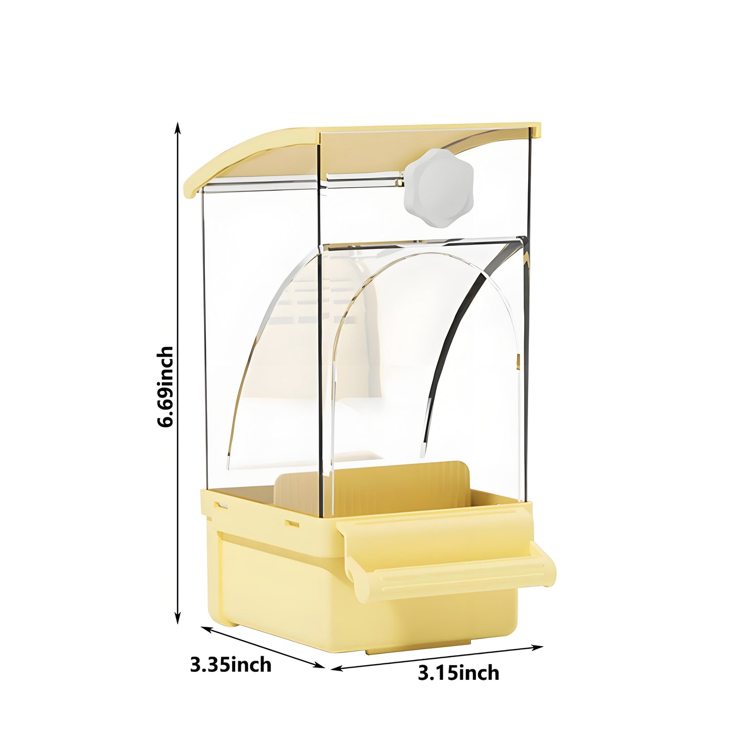 Rywell Automatic No Mess Bird Feeder with Perch – Acrylic Bird Cage Seed Food Container for Parakeets, Budgies, Finches, Lovebirds & Canaries