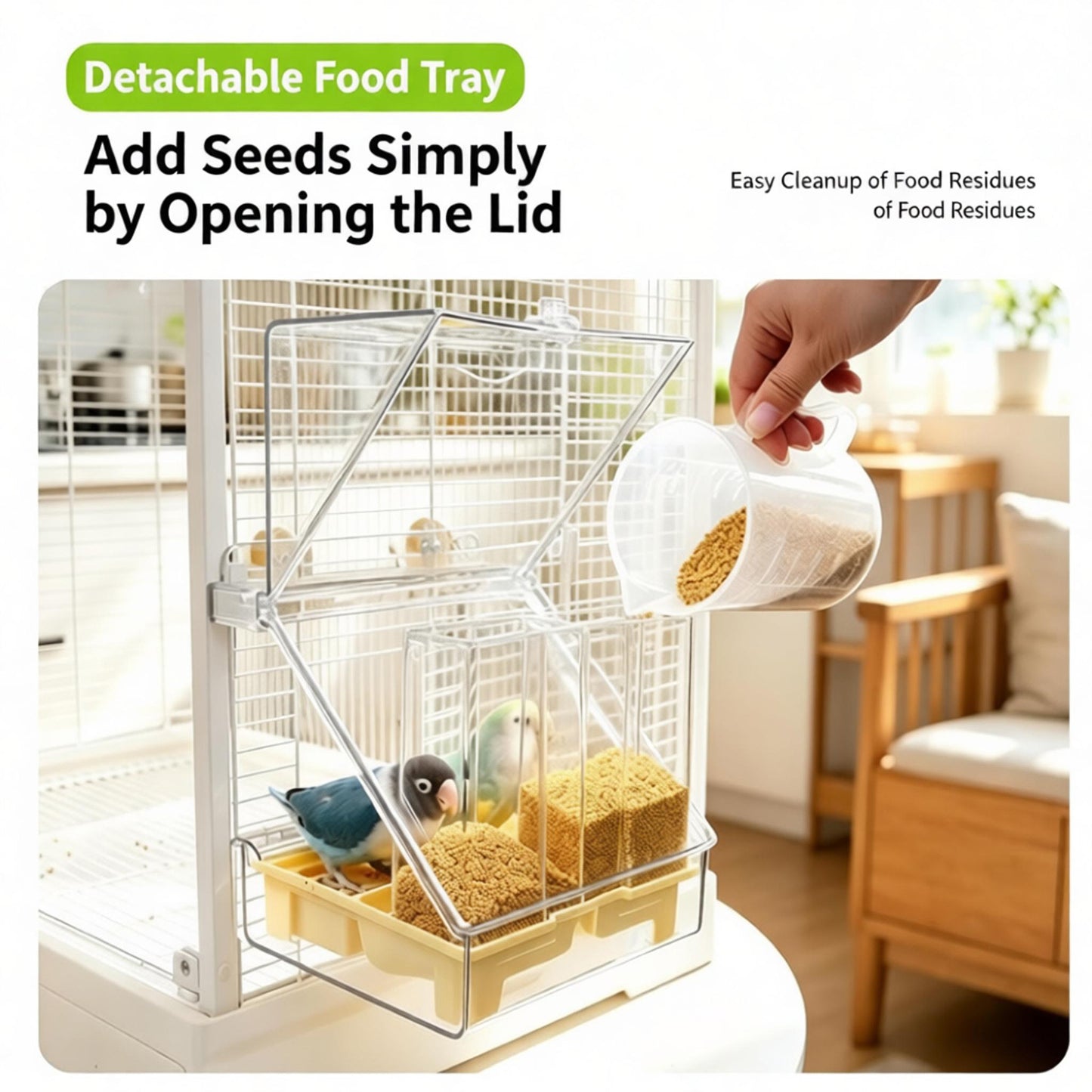 Rywell Transparent Acrylic Bird Bath & Feeder – 2-in-1 Hanging Bird Cage Accessory for Parrots, Budgies, Conures, Lovebirds, Cockatiels, Finches & Canaries