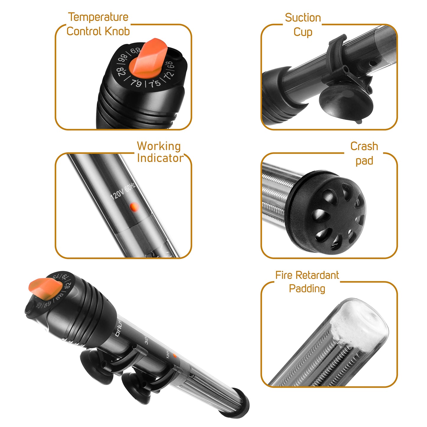 Habwell Submersible Aquarium Heater, Adjustable Fish Tahk Heater with Free Thermometer Suitable for Marine Saltwater and Freshwater