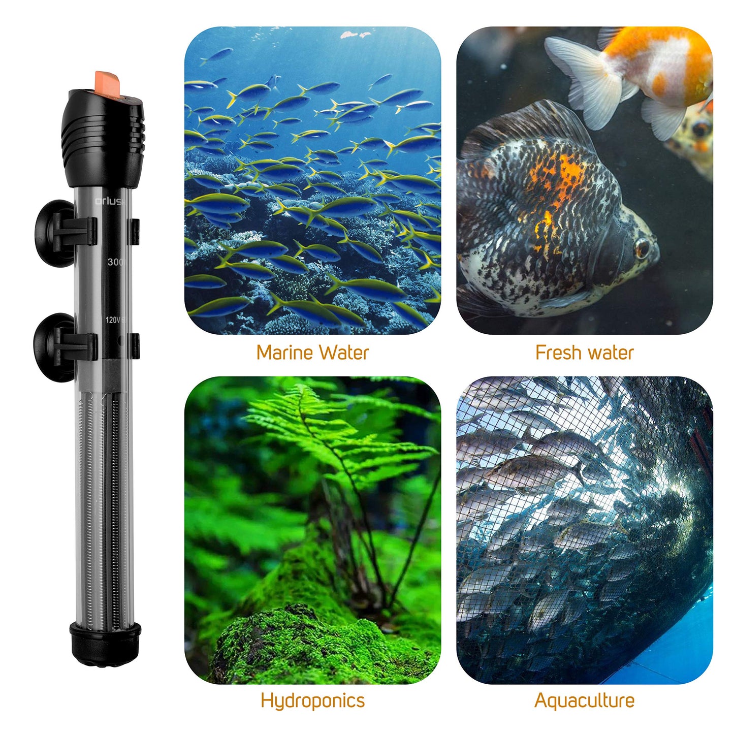 Habwell Submersible Aquarium Heater, Adjustable Fish Tahk Heater with Free Thermometer Suitable for Marine Saltwater and Freshwater