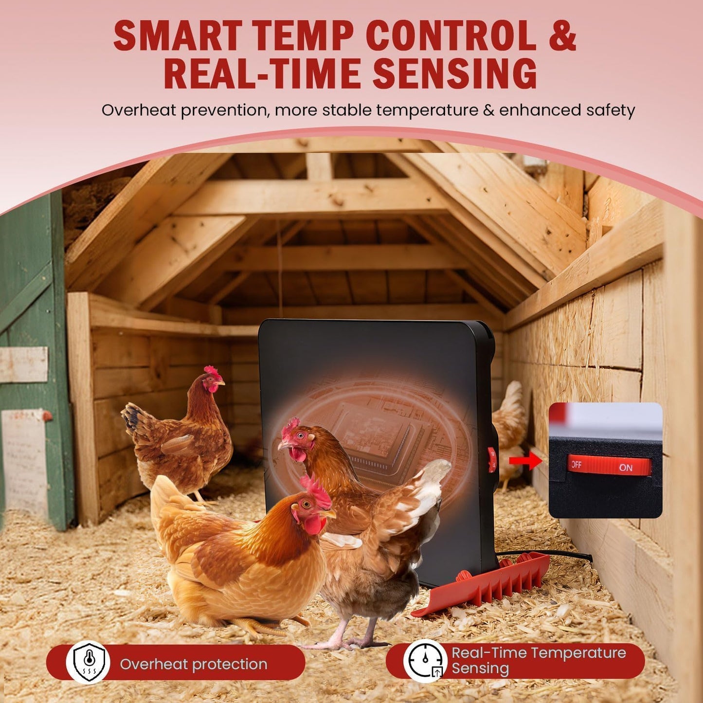 Habwell 150W Chick Brooder Heater Plate, 2-in-1 Adjustable Radiant Brooder Plate for Chicks & Poultry, Smart Thermostat, 16"x11", Safe & Energy Saving, Ideal for Brooders & Small Chicken Coops